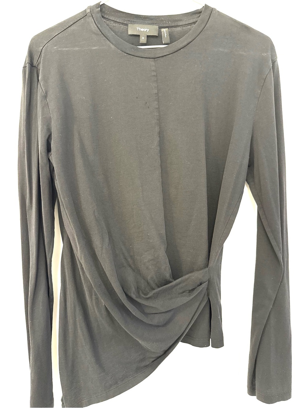Theory Black Long Sleeve Twist-Front Tee